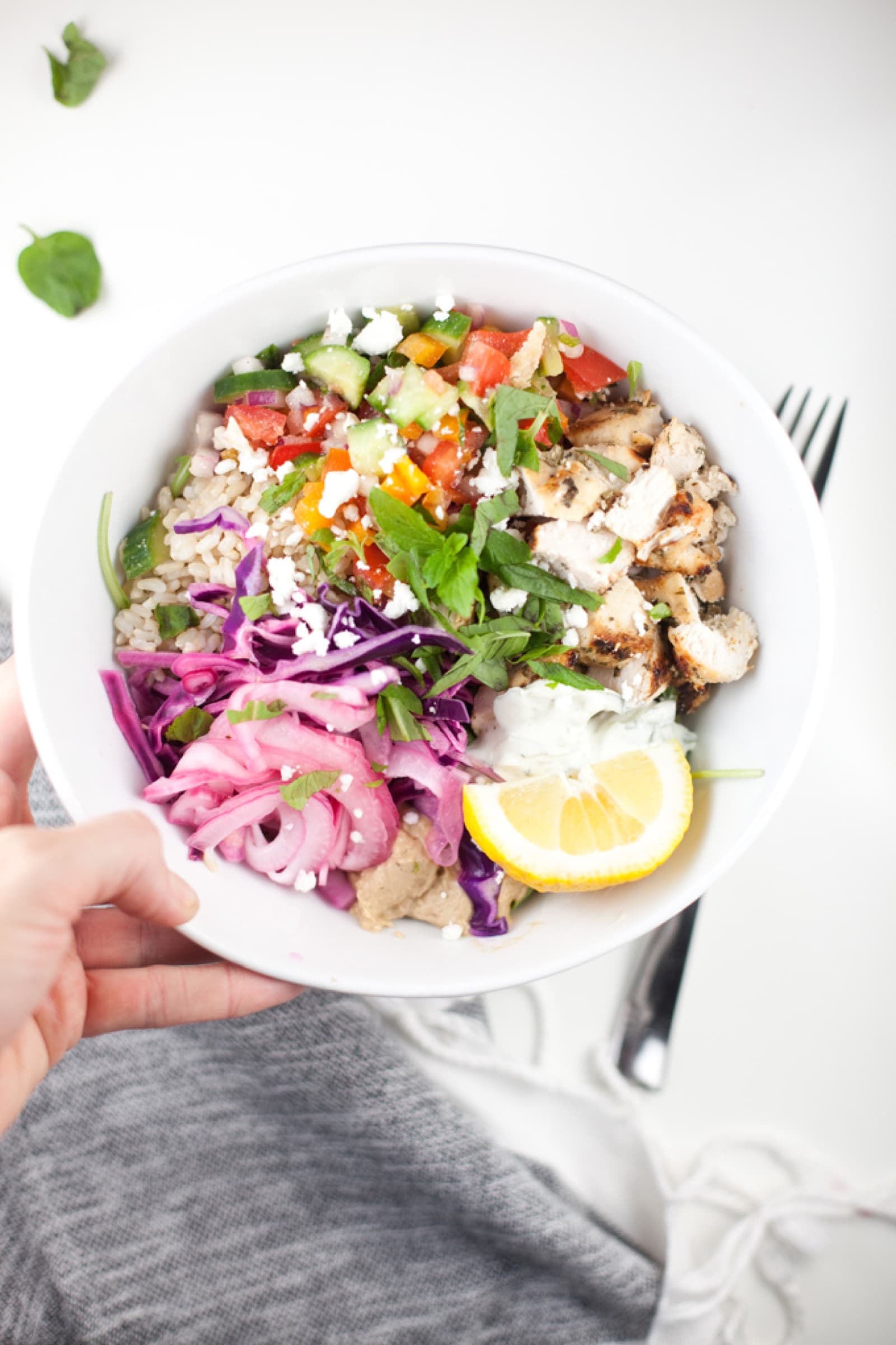 A CAVA build-your-own Mediterranean bowl