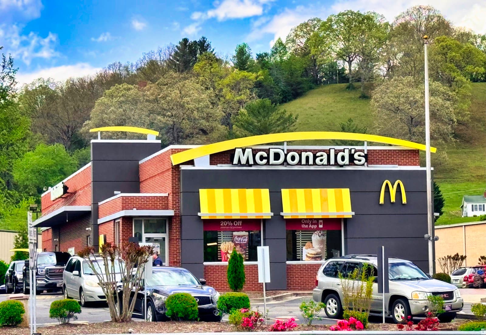 A McDonald's restaurant exterior with the Golden Arches