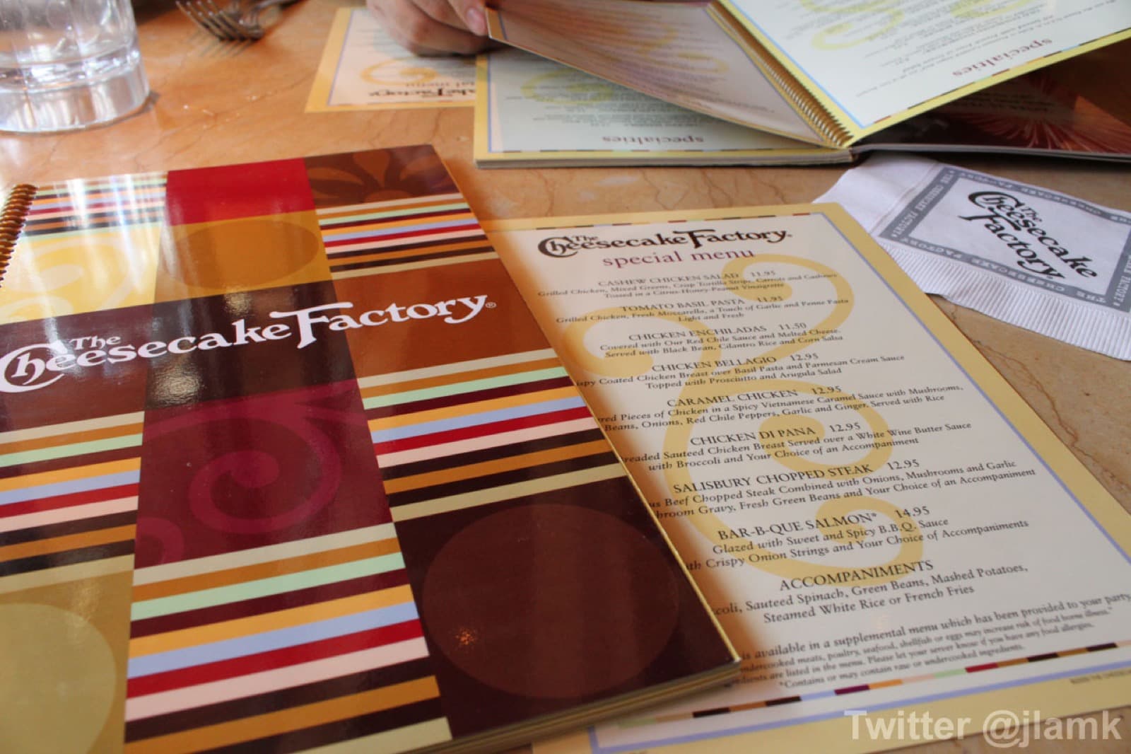 The Cheesecake Factory multi-page menu