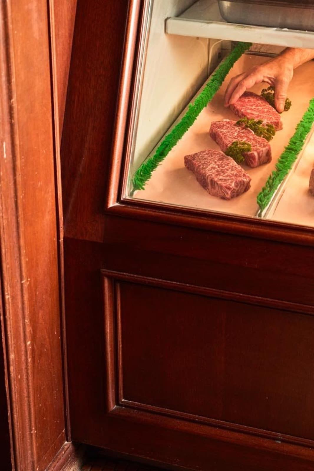 Harris' dry-aging room window
