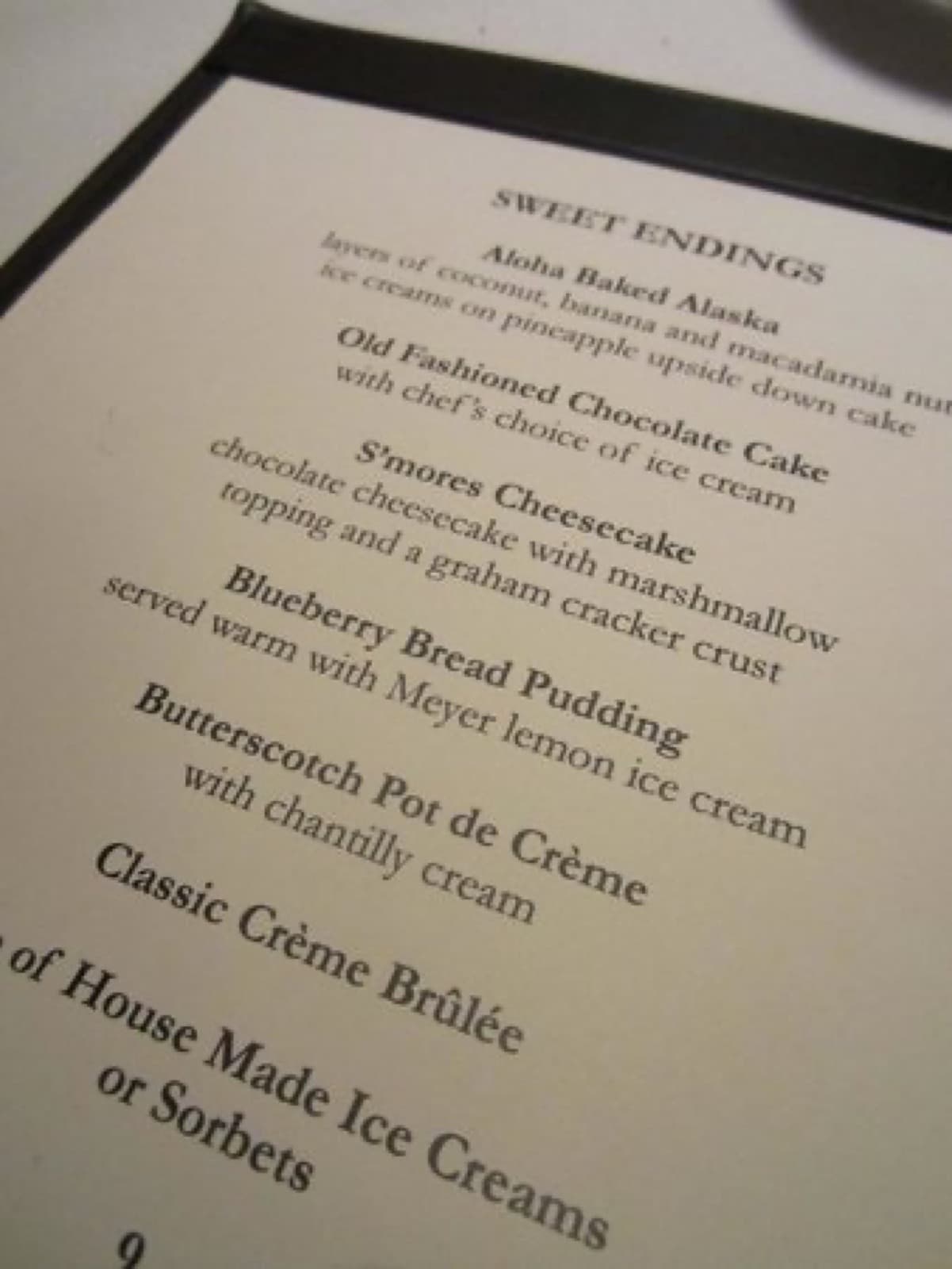 Harris' Restaurant menu