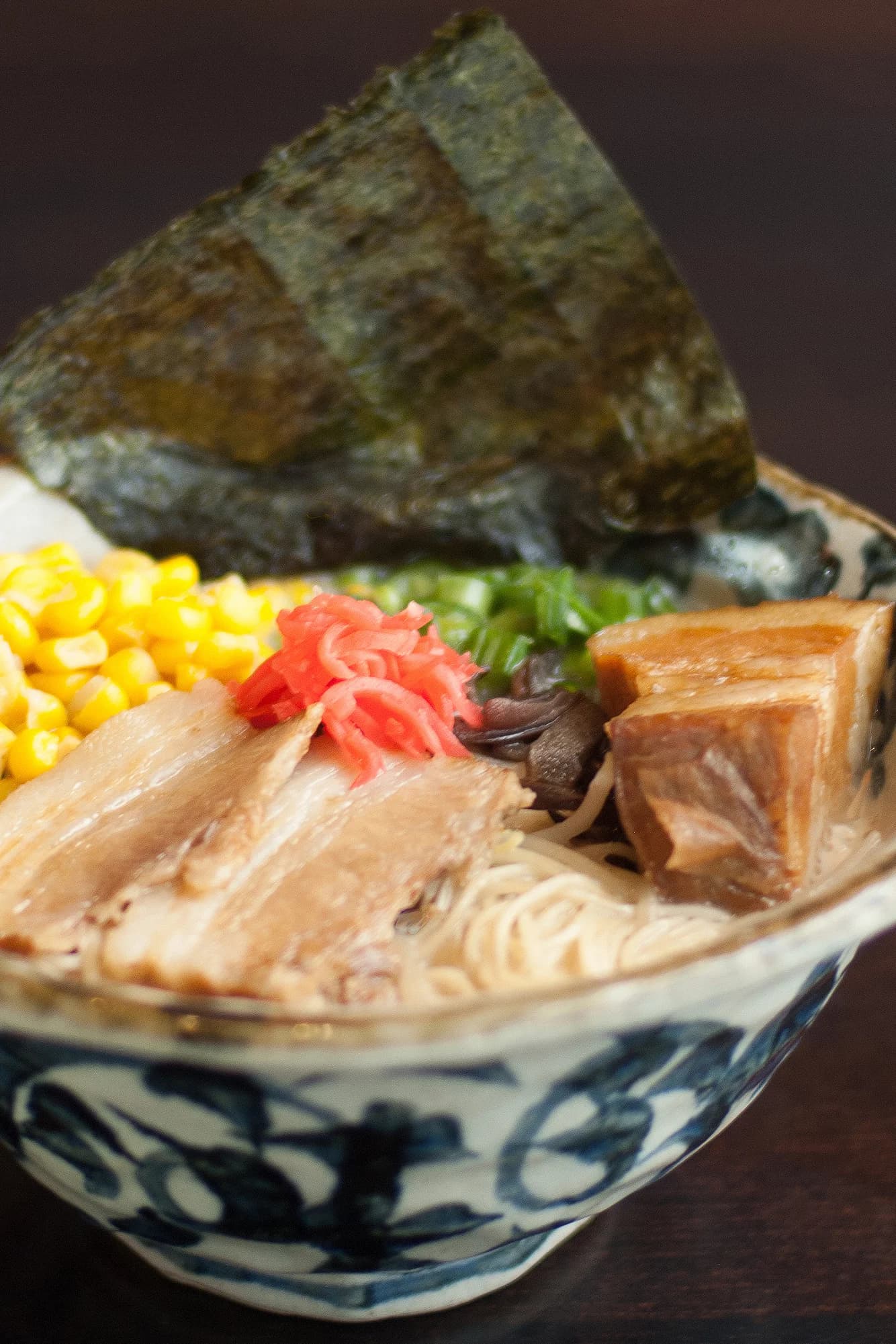 Hakata tonkotsu ramen bowl with milky pork broth and ultra-thin noodles