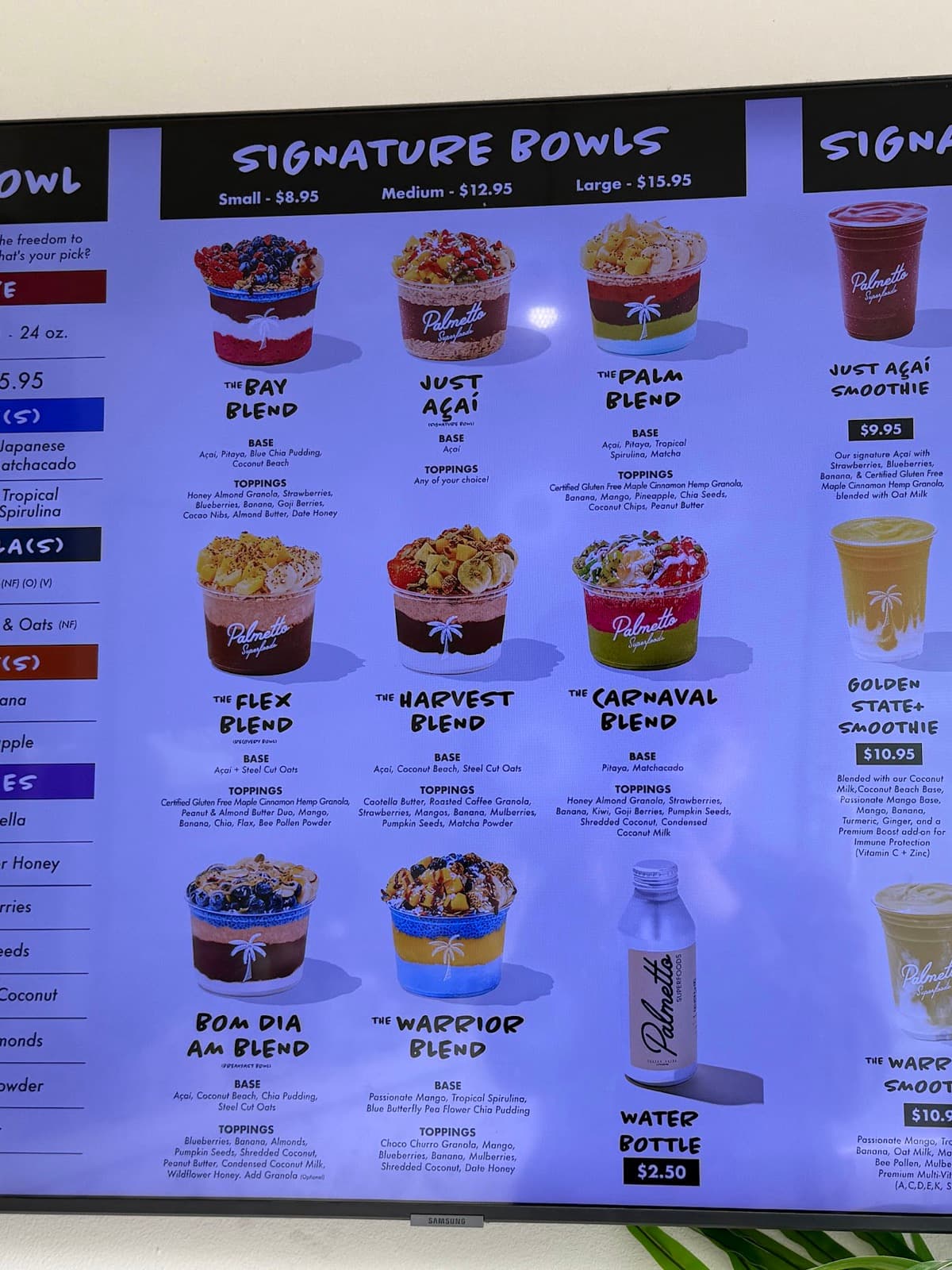 Palmetto Superfoods menu